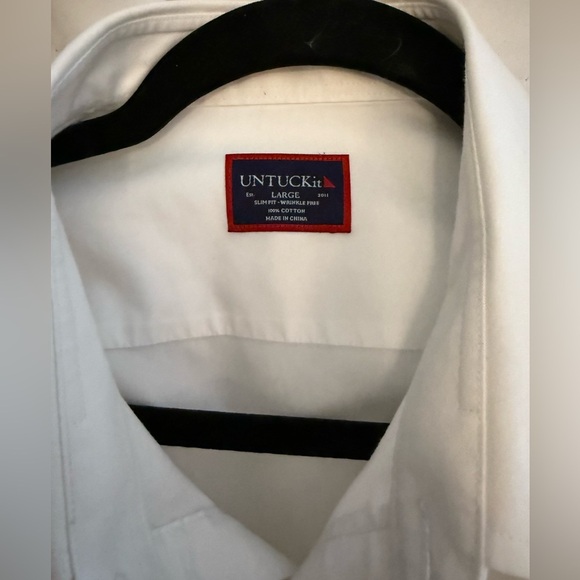 UNTUCKit Crisp White Dress Shirt size Large 100% cotton slim fit wrinkle free - Picture 4 of 6
